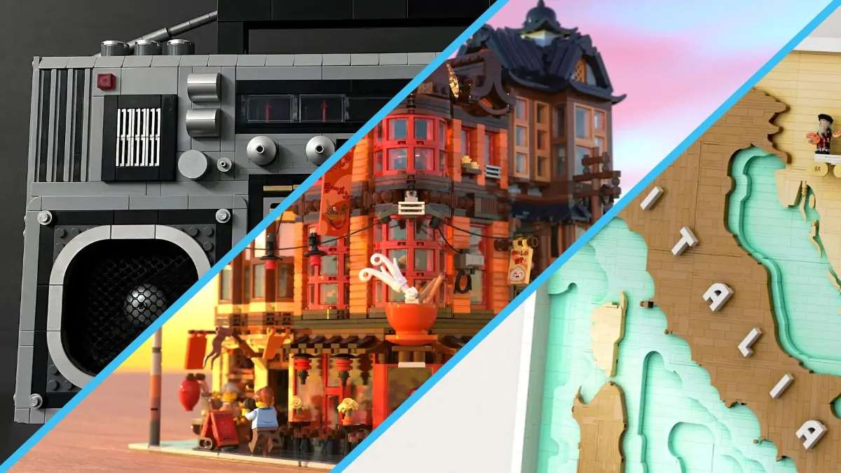LEGO Ideas review adds ITALIA Poster, Boombox and Makoto Markets